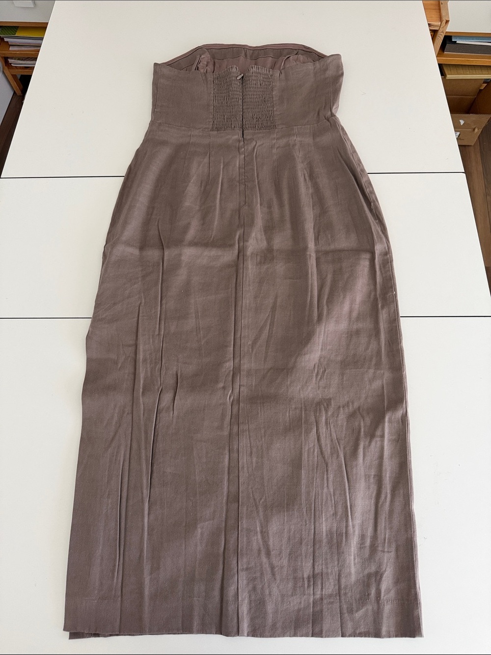 Anthropologie Strapless Midi Dress in Warm Taupe L - Picture 3 of 3